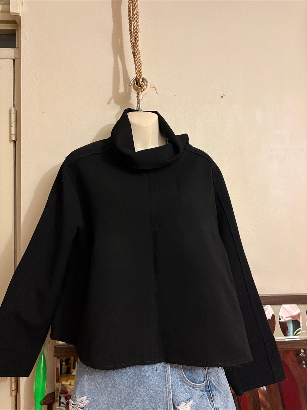 Banana Republic Black Boxy Funnelneck Sweater